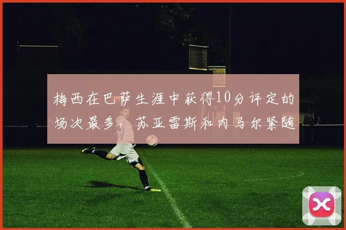 梅西在巴萨生涯中获得10分评定的场次最多，苏亚雷斯和内马尔紧随其后